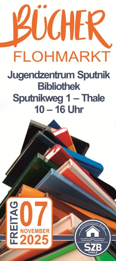 Ankündigung Flyer Bücherflohmarkt